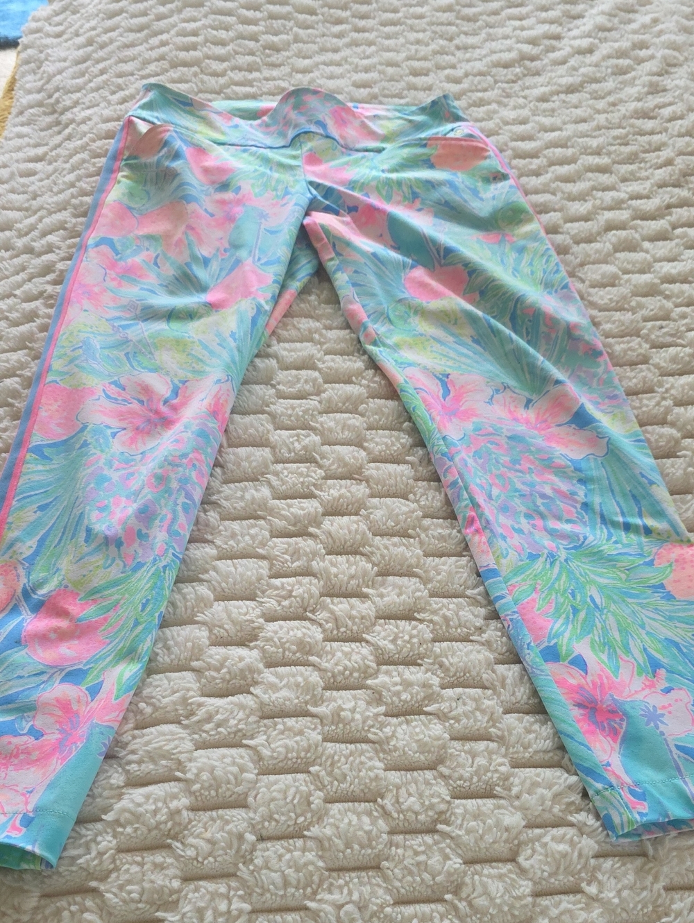 Lilly Pulitzer Pastel Floral Straight Leg Pants - Pink, Aqua & Green